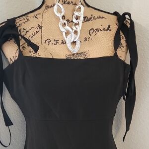 Gianni Bini Black Square Neck Tank Dress with Tie Straps